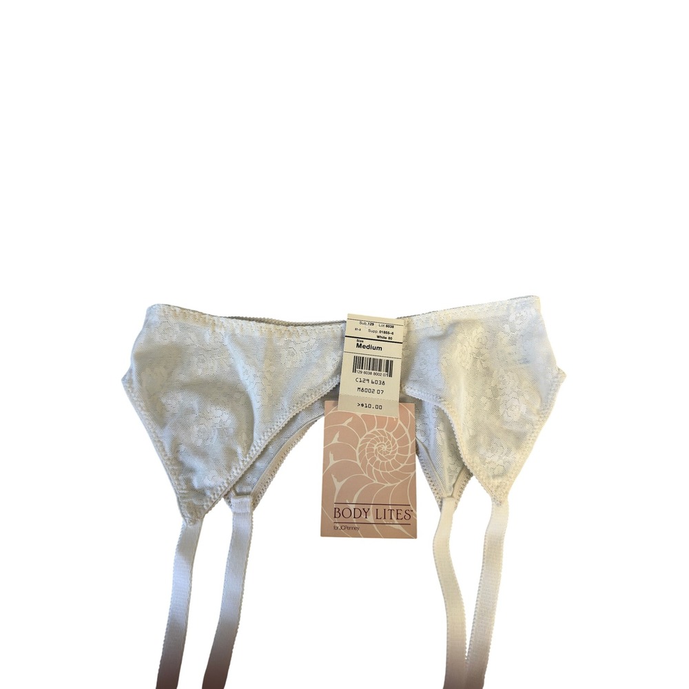 Vintage Body Lites JCPenney White Lace Garter Belt & Girdle Set NWT Medium JS - Picture 4 of 10